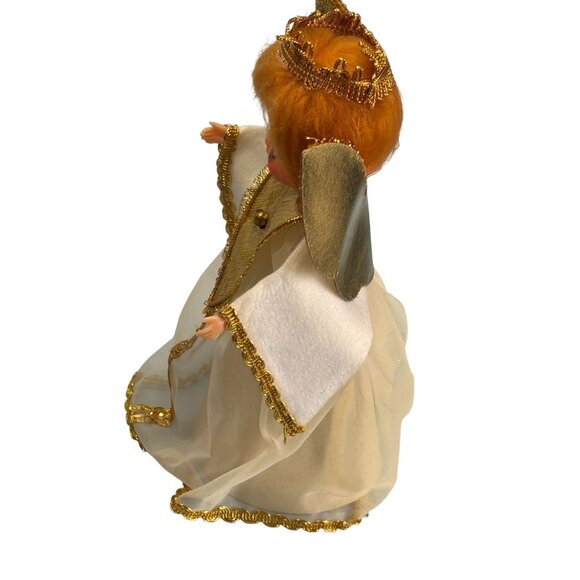 Vintage Angel Tree Topper 6.5" Japan Montgomery Ward 1960 Gold & White W/Box - Picture 6 of 7